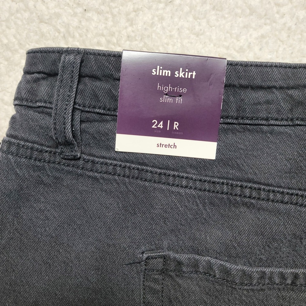 Ava & Viv Womens Plus Size 24 Black Denim Cargo Slim Skirt High Rise NWT - Picture 6 of 10